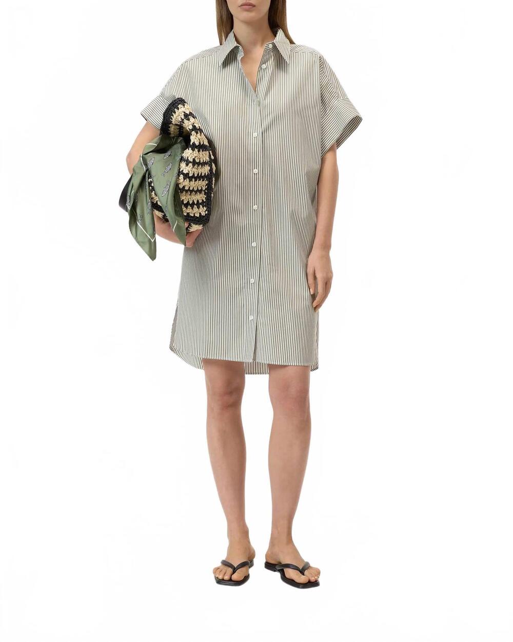 NEW CLOSED striped shirt dress in hunter green
